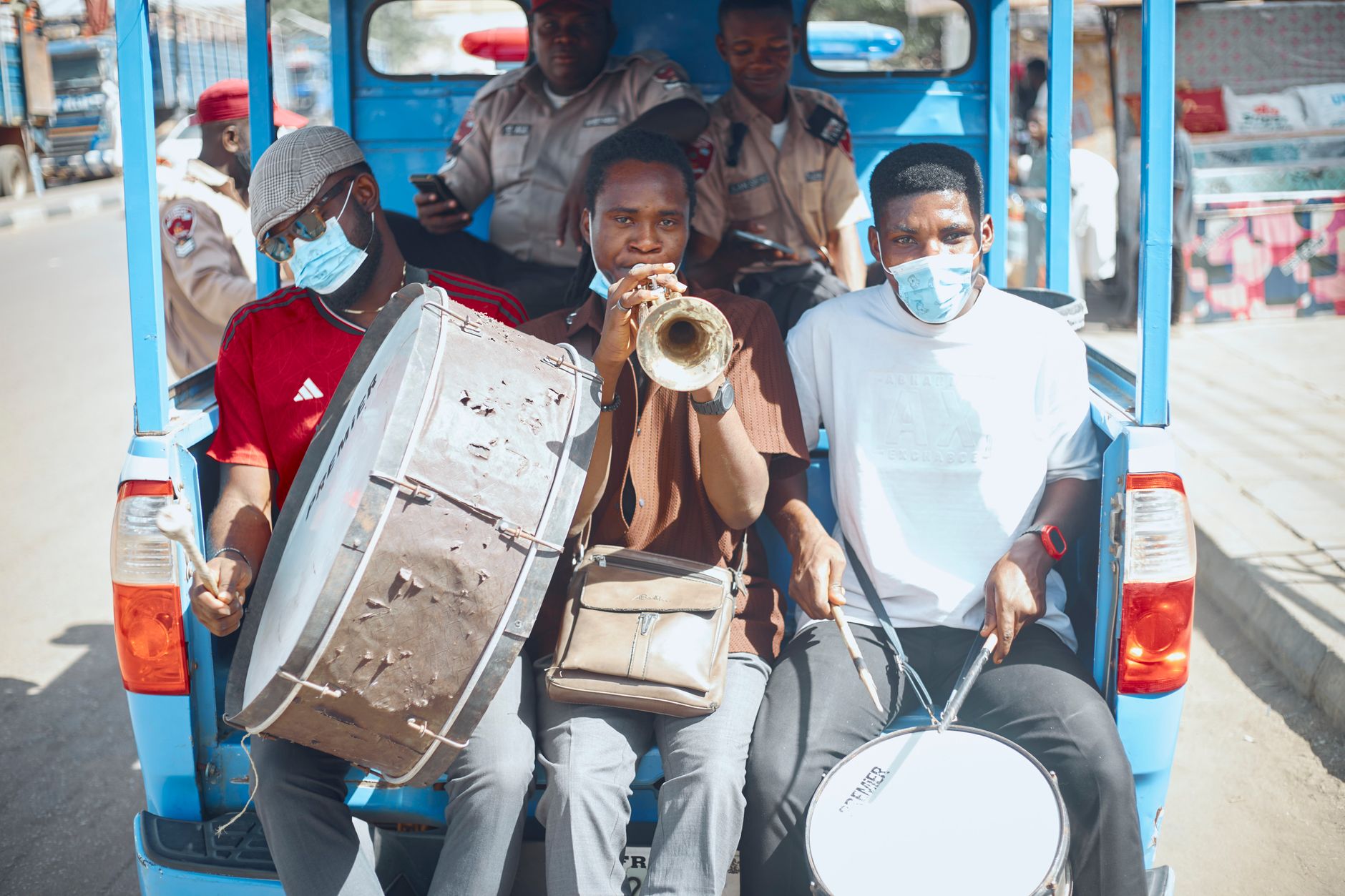 High school band and choir competition charter bus travel scene