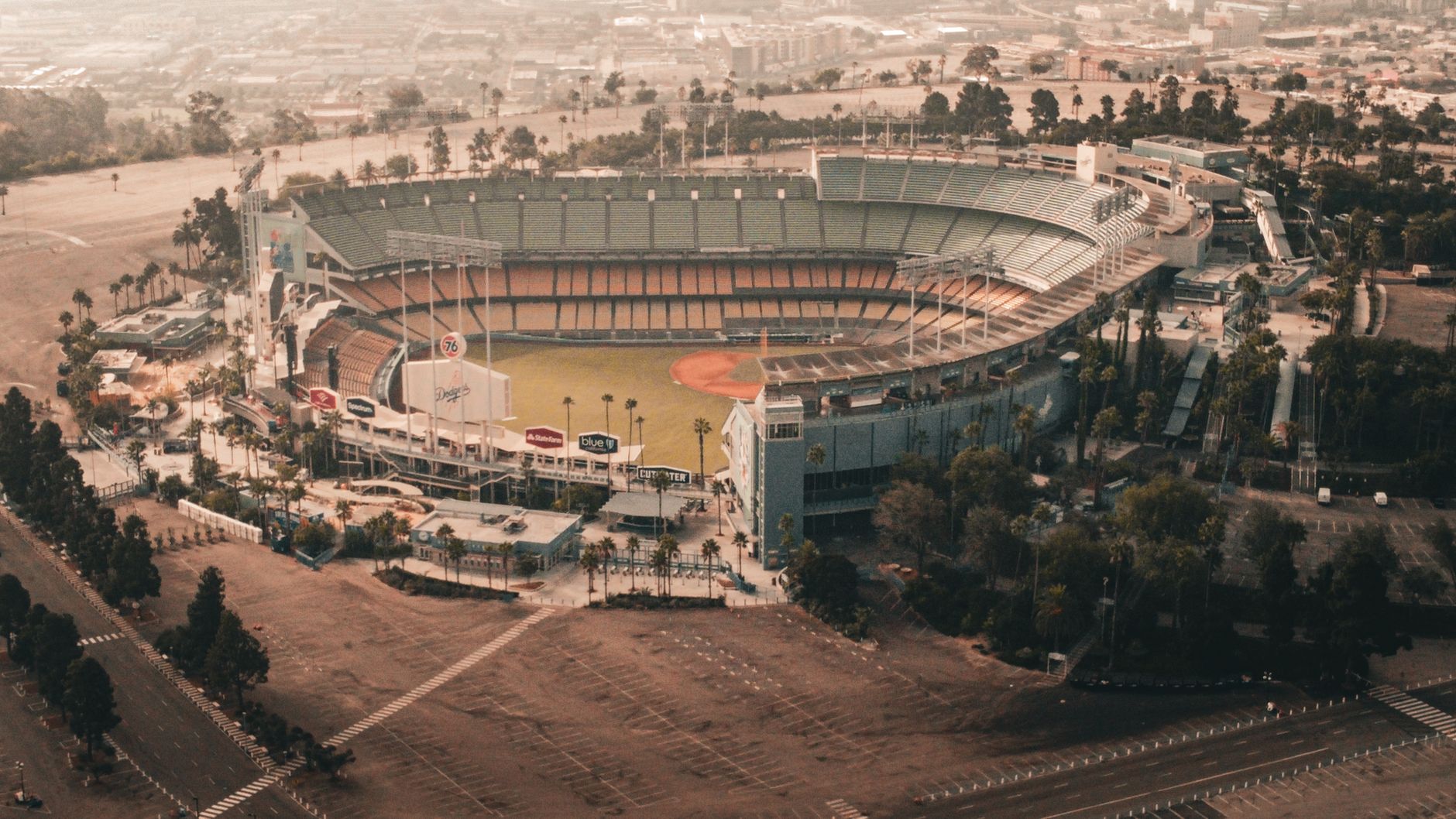 MLB stadium group bus tour crowd inside a major-league ballpark scene